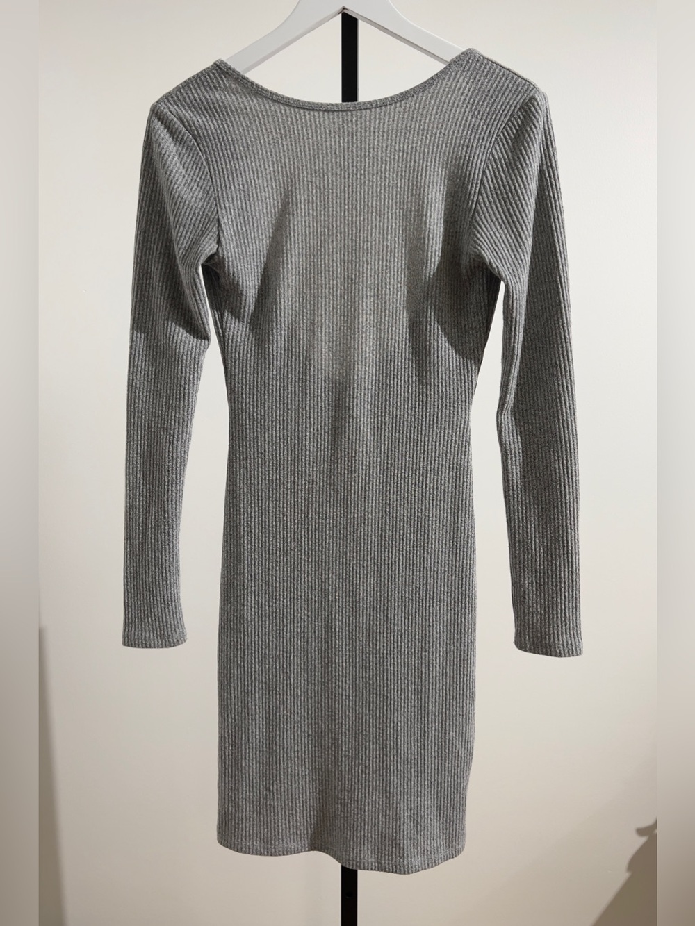 Community Grey Slim Ribbed Long Sleeve Dress Size M
